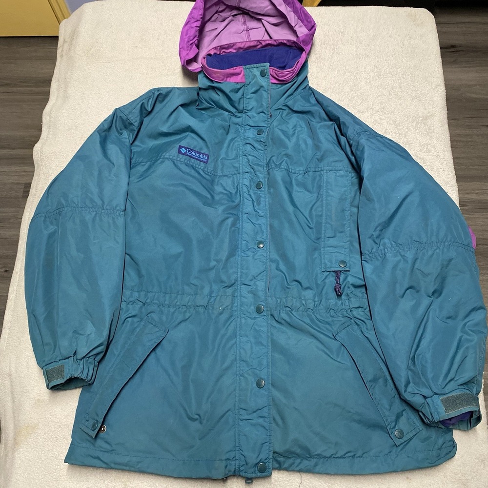 Vintage Columbia Snow Range Jacket Womens Large Teal 3 In 1 Retro Outdoors Read
